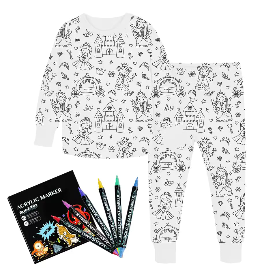 Mooxishop™ Coloring Pajamas for Kids with Markers